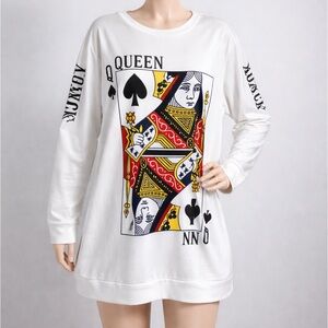 ♠️ Queen Card Graphic Sweatshirt Dress | Cozy | Size XL | NWT